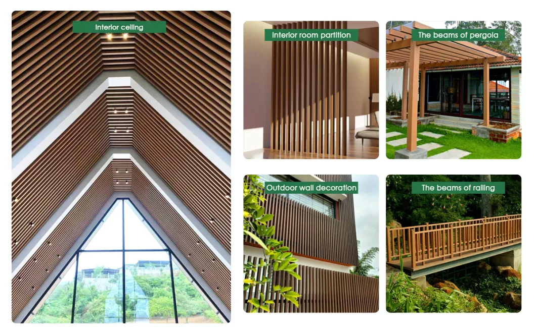 WPC Timber Tube Waterproof Sanding Surface Wood Plastic Composite Pergola Beam 100mm*50mm